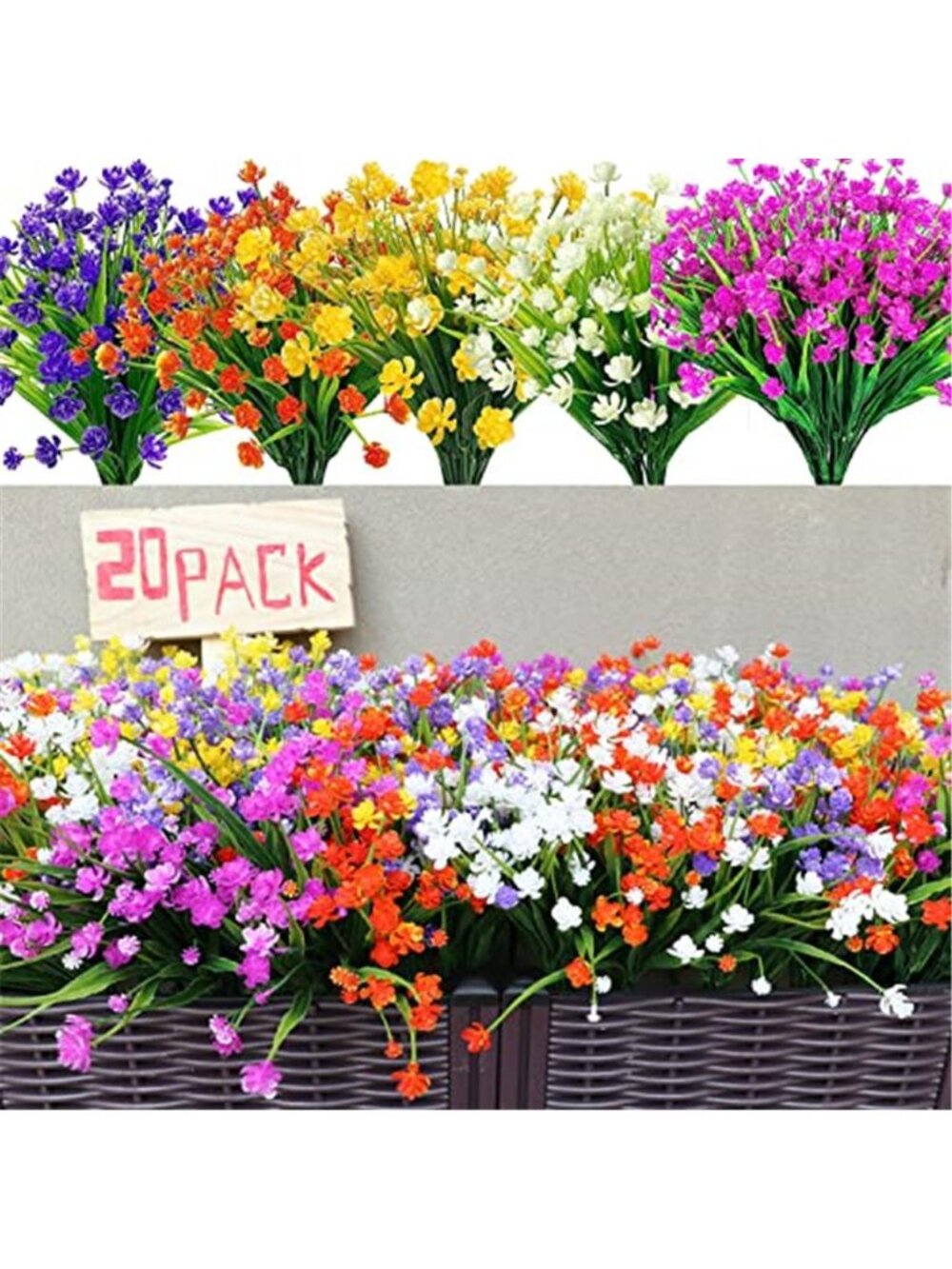 Artificial Flowers Outdoor UV Resistant Faux Plants Porch Patio Garden Decor